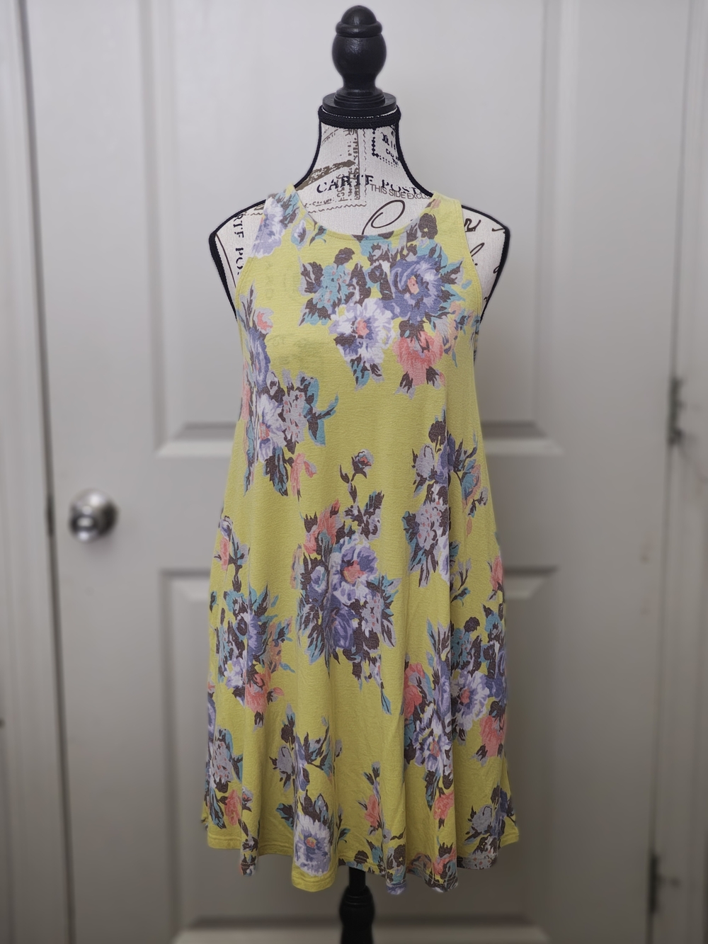 mts Yellow Floral Halter-Style Swing Mini Dress